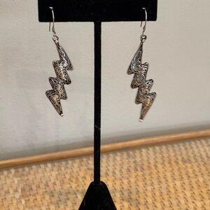 925 Sterling Silver Dangle Women Filigree Ethnic Tribal thunderbolt earrings!